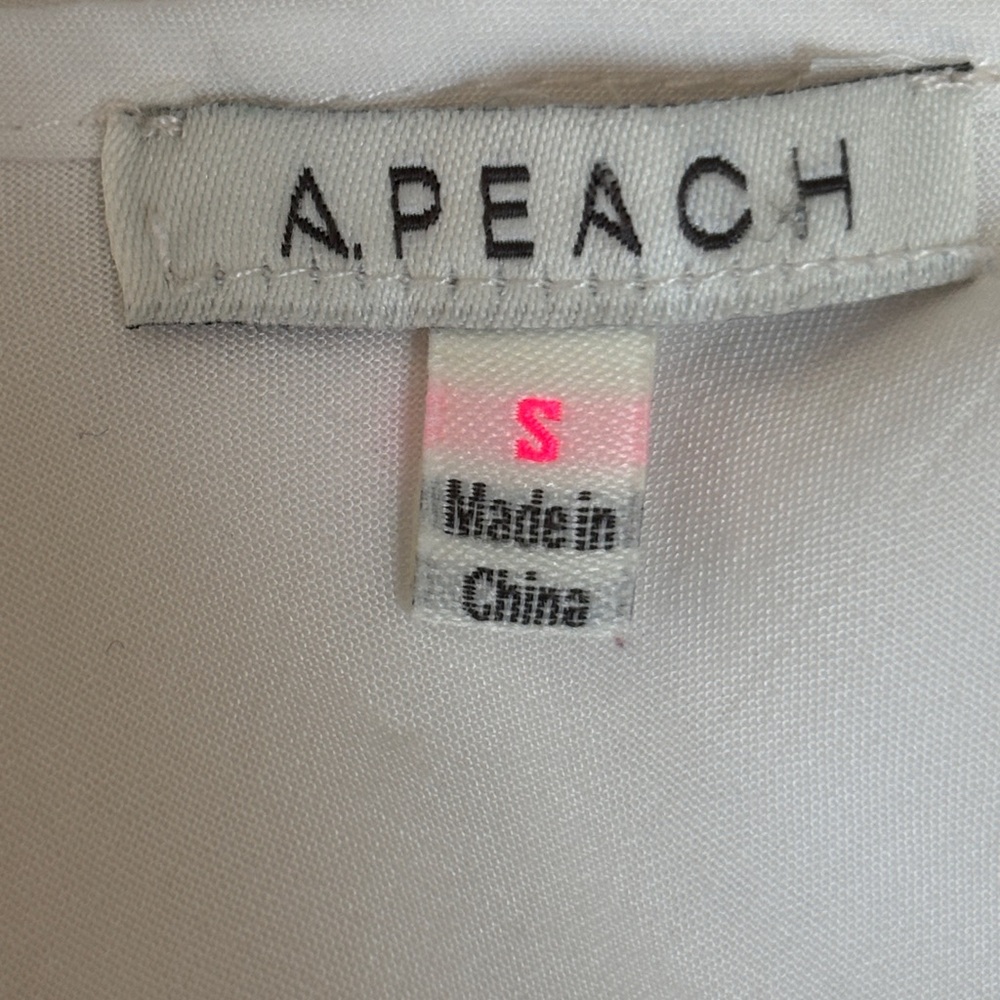 A.Peach white embroidered mini dress / tunic S - Picture 9 of 11